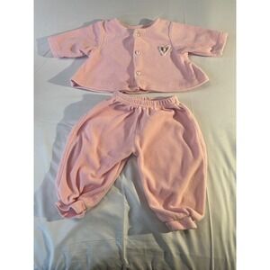 Bundle of Joy Baby Girls Pink Terry Cloth Outfit Set Cardigan Pants 6 9 Months